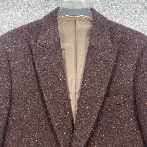 StudioSuits Harris Tweed Blazer Jacket Mens 40S Brown Speckled Wool Hand Crafted - Picture 1 of 15